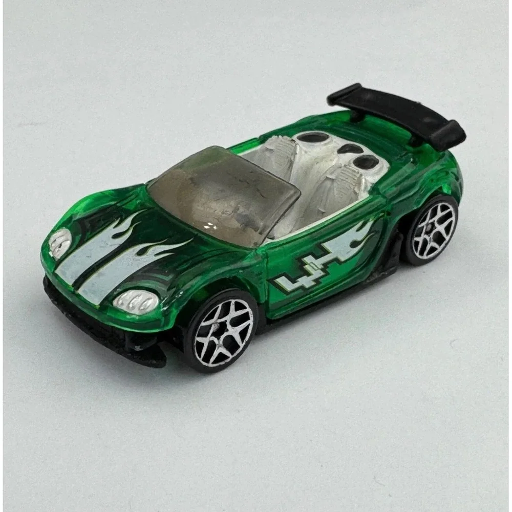 Hot Wheels Trak-Tune 2003 Translucent Green White Flames 143 Diecast Tuner Car